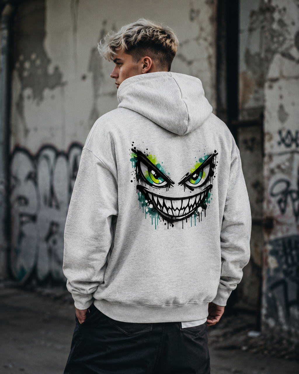 SMILE VACANCY Oversized Zipper Hoodie